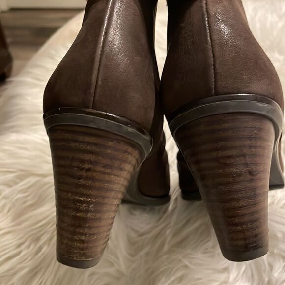 Paul Green Brown Nubuck Suede Leather Ankle Boots - Picture 4 of 7